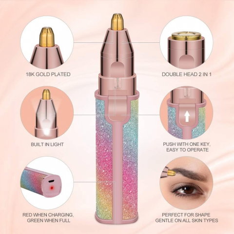 Epilator Facial 2 în 1 – Trimmer Electric pentru Sprancene si Indepartarea Fara Durere a Parului [1]