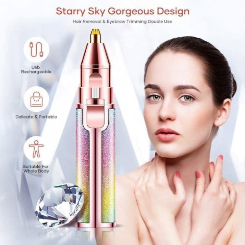 Epilator Facial 2 în 1 – Trimmer Electric pentru Sprancene si Indepartarea Fara Durere a Parului [16]