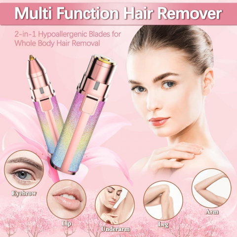 Epilator Facial 2 în 1 – Trimmer Electric pentru Sprancene si Indepartarea Fara Durere a Parului [12]