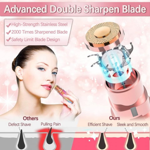 Epilator Facial 2 în 1 – Trimmer Electric pentru Sprancene si Indepartarea Fara Durere a Parului [15]