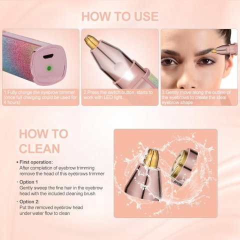 Epilator Facial 2 în 1 – Trimmer Electric pentru Sprancene si Indepartarea Fara Durere a Parului [6]