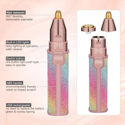 Epilator Facial 2 în 1 – Trimmer Electric pentru Sprancene si Indepartarea Fara Durere a Parului [2]