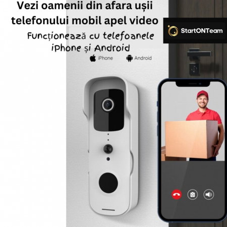 Video Interfon StartONTeam WiFi cu Sonerie Inteligentă și Cameră Full HD [9]