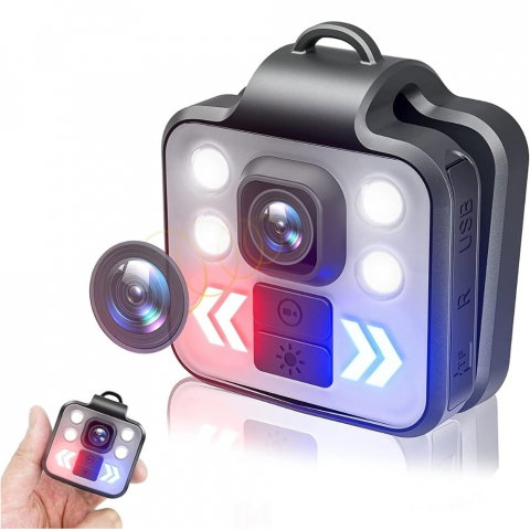 Camere de Supraveghere - Camera Mini 1080P FHD Portabila cu Lanterna LED, Mod Avertizare și Înregistrare Video