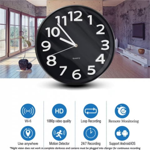 Mini Camera Full HD in Ceas de Perete, Wi-Fi, Detectie Miscare [13]
