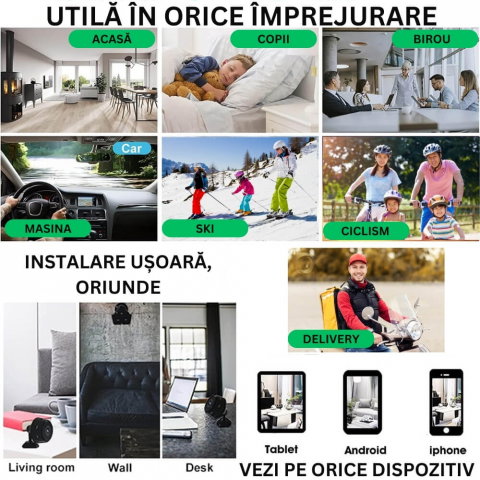 Mini Camera Magnetica, Microcamera Wifi Full HD Profesionala [3]