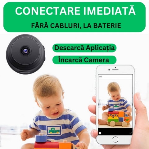 Mini Camera Magnetica, Microcamera Wifi Full HD Profesionala [11]