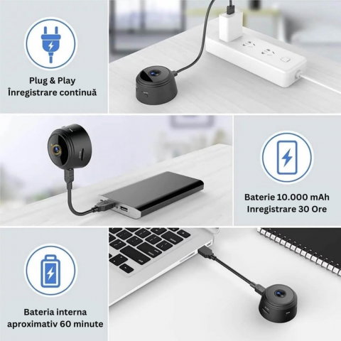 Mini Camera Magnetica, Microcamera Wifi Full HD Profesionala [13]