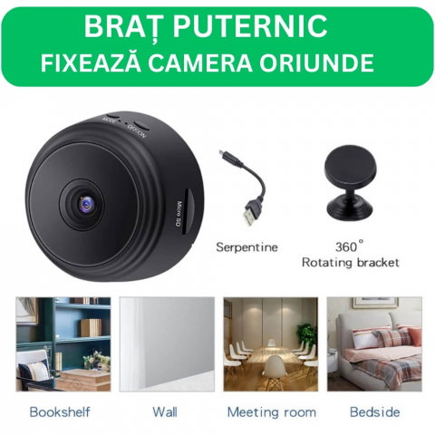 Mini Camera Magnetica, Microcamera Wifi Full HD Profesionala [8]