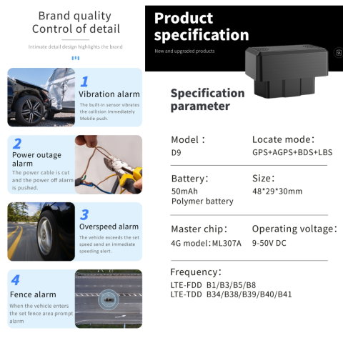 Mini GPS Tracker 4G OBD D9 Localizare Auto Reala [8]