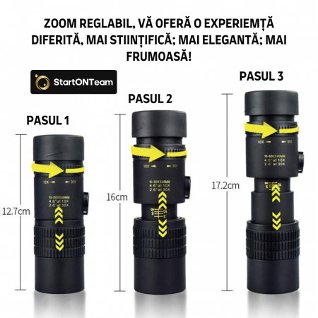 Monoclu Profesional Tip Telescop 4K 10-300X40 cu Prisma BaK-4, Dual Focus, Suport Smartphone și Trepied [13]