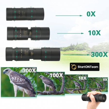 Monoclu Profesional Tip Telescop 4K 10-300X40 cu Prisma BaK-4, Dual Focus, Suport Smartphone și Trepied [7]