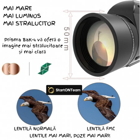 Monoclu Profesional 10-30X50 cu Zoom Reglabil, Prisma BAK4 și Trepied [6]