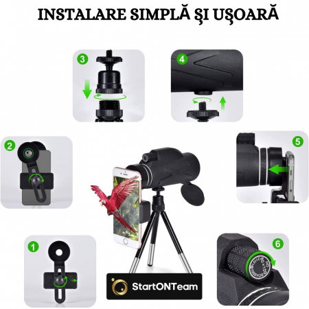 Monoclu Profesional 80x100 Tip Telescop cu Prisma BaK-4 și Dual Focus pentru Observații Clare [14]