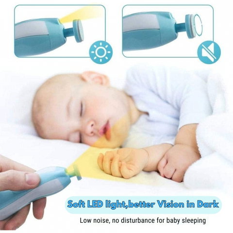 Pila Electrica de Unghii pentru Bebelusi si Copii Mici, Set cu 6 Capete, Iluminare LED [10]