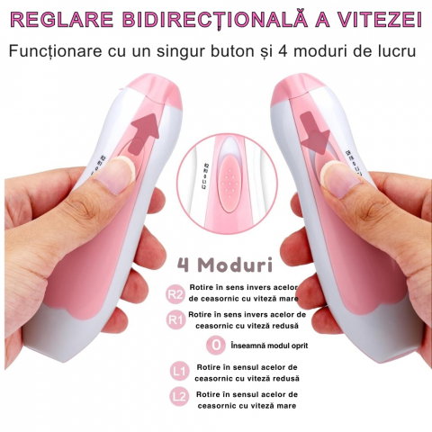 Pila Electrica de Unghii pentru Bebelusi si Copii Mici, Set cu 6 Capete, Iluminare LED [2]
