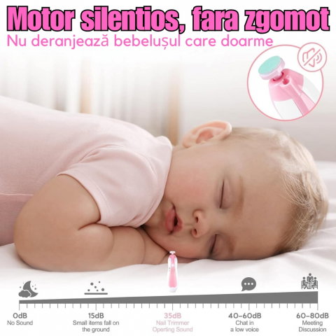 Pila Electrica de Unghii pentru Bebelusi si Copii Mici, Set cu 6 Capete, Iluminare LED [5]
