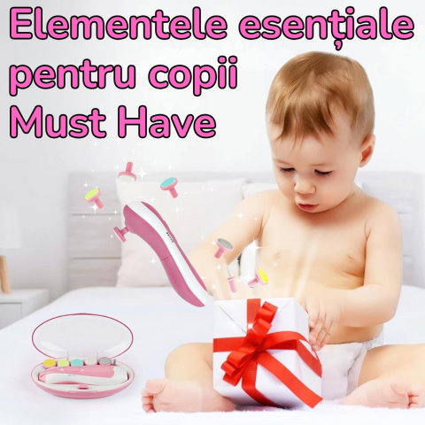 Pila Electrica de Unghii pentru Bebelusi si Copii Mici, Set cu 6 Capete, Iluminare LED [8]