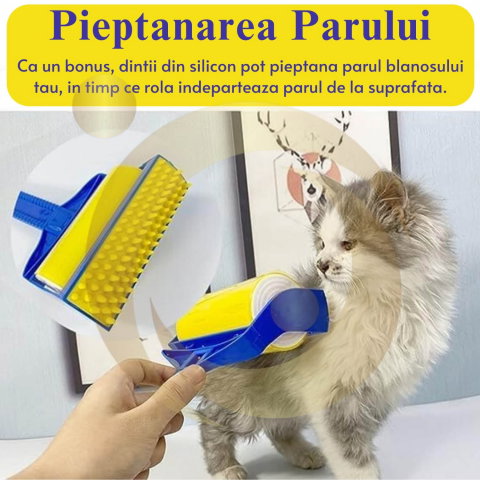 Rolă Adezivă Reutilizabilă pentru Scame și Păr de Animale - Set 2 Buc, Silicon Lavabil [3]