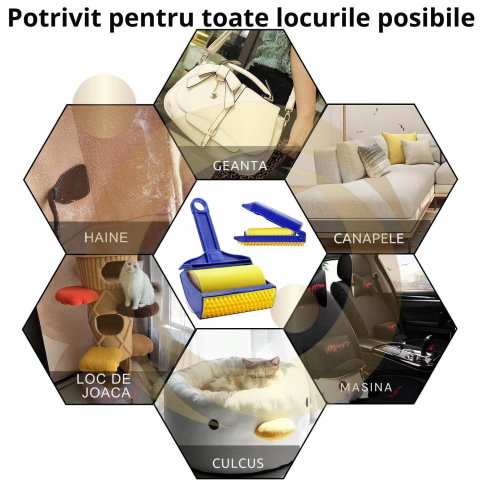 Rolă Adezivă Reutilizabilă pentru Scame și Păr de Animale - Set 2 Buc, Silicon Lavabil [7]