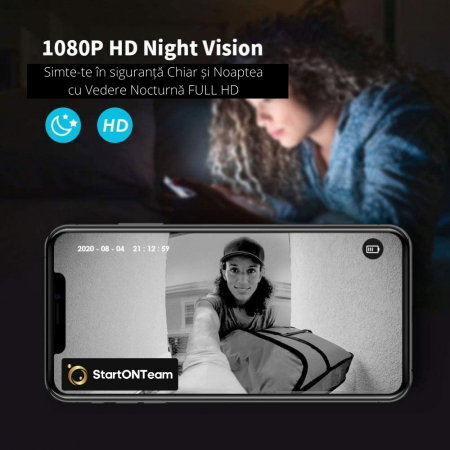 Interfon Video Smart de Exterior cu Cameră HD, Senzor Mișcare și Night Vision, Fără Fir [9]