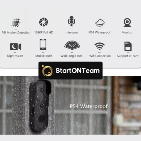 Video Interfon StartONTeam WiFi cu Sonerie Inteligentă și Cameră Full HD [1]