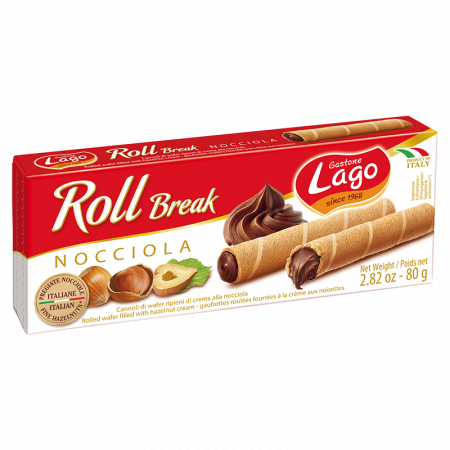 Prajituri, napolitane, cornuri italiene - LAGO ROLL BREAK NOCCIOLA 80G