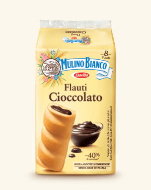 Prajituri, napolitane, cornuri italiene - PRAJITURA MULINO BIANCO 8 FLAUTI CIOCOLATA 280G
