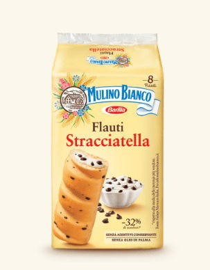 Prajituri, napolitane, cornuri italiene - PRAJITURA MULINO BIANCO 8 FLAUTI STRACCIATELLA 280G
