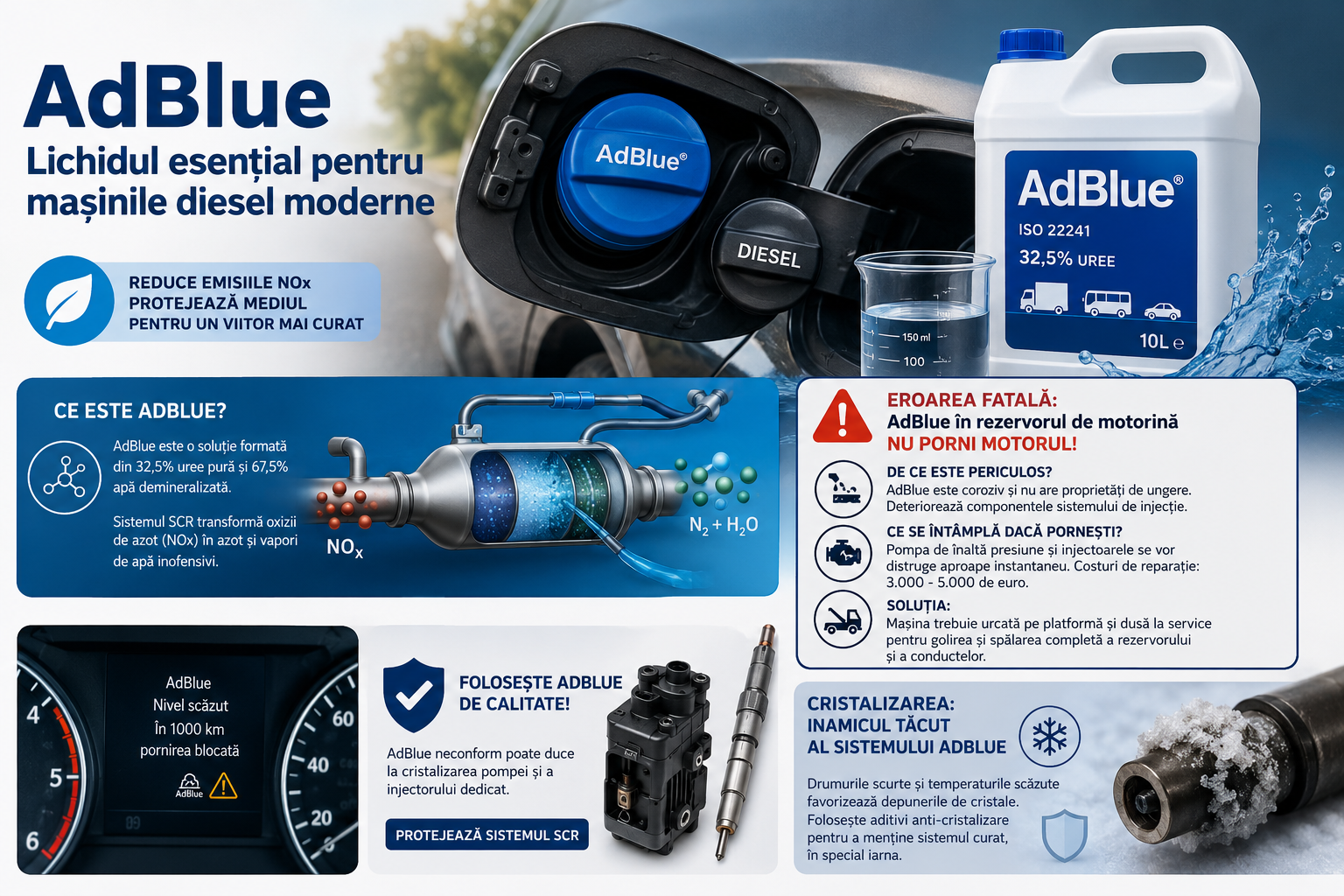 Totul despre AdBlue: Ce este, când se completează și ce riști dacă îl încurci cu motorina?
