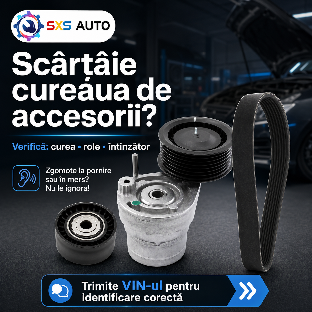 De ce scârțâie cureaua de accesorii la rece, la umezeală sau când pornești AC-ul?