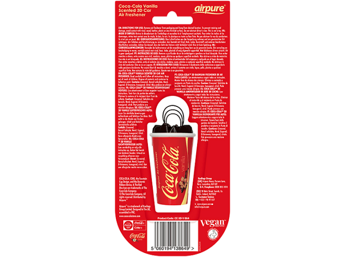 AIRPURE Odorizant pentru masina, ceasca 3D, Coca-Cola vanilie [1]