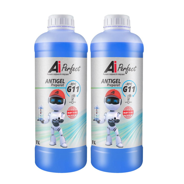 Pachet 2 litri Antigel AiPerfect G11R, Gata Preparat până la -35 grade C, Silicat (Culoare Albastru) [1]