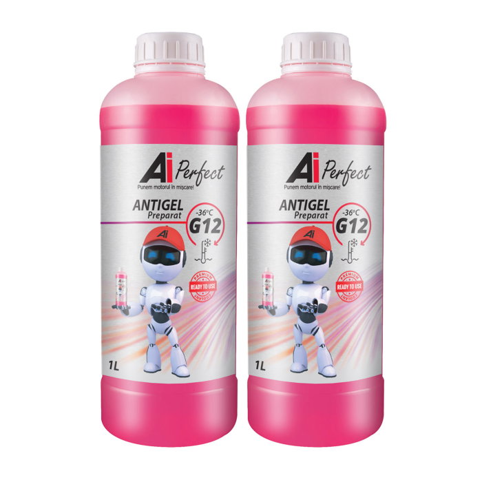 Pachet 2 litri Antigel AiPerfect G12R Gata Preparat până la -35 grade C (OAT, Roșu/Roz) [1]