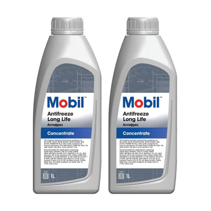 Pachet 2 litri Antigel Concentrat Mobil Antifreeze LONG LIFE OAT (VW G12+, MB 325.3, Culoare Roșu) [1]