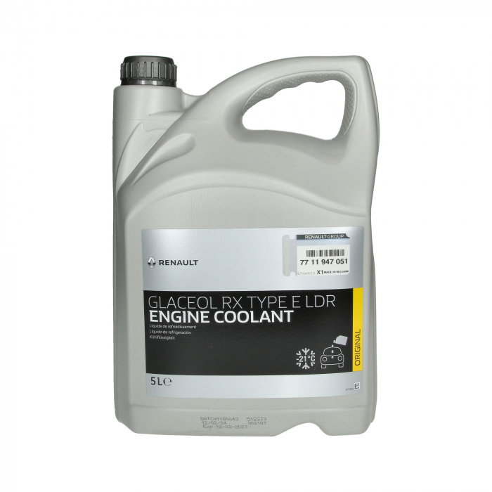 Antigel Original Renault Glaceol RX Type E, 5 Litri, Gata Preparat (-21°C), Culoare Verde, Cod OEM 7711947051 [1]