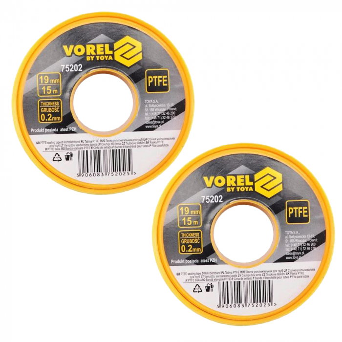 Pachet 2 x banda teflon Vorel 75202, lungime 15 m [1]