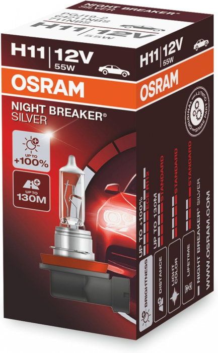 Bec halogen H11 12V Osram Night Breaker Silver +100% [1]