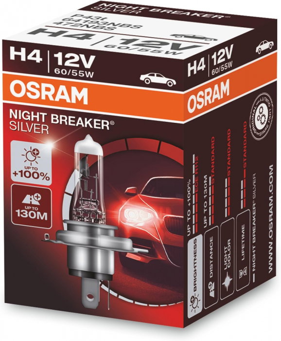 Bec halogen H4 12V Osram Night Breaker Silver +100% [1]