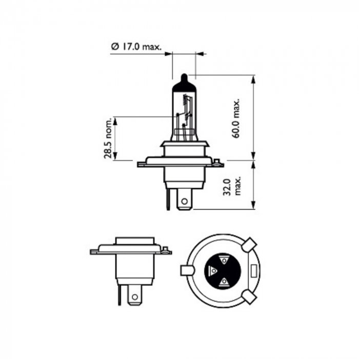 Bec Far H4 60/55W 12V X-Treme Vision Pro150 (Blister) Philips [3]