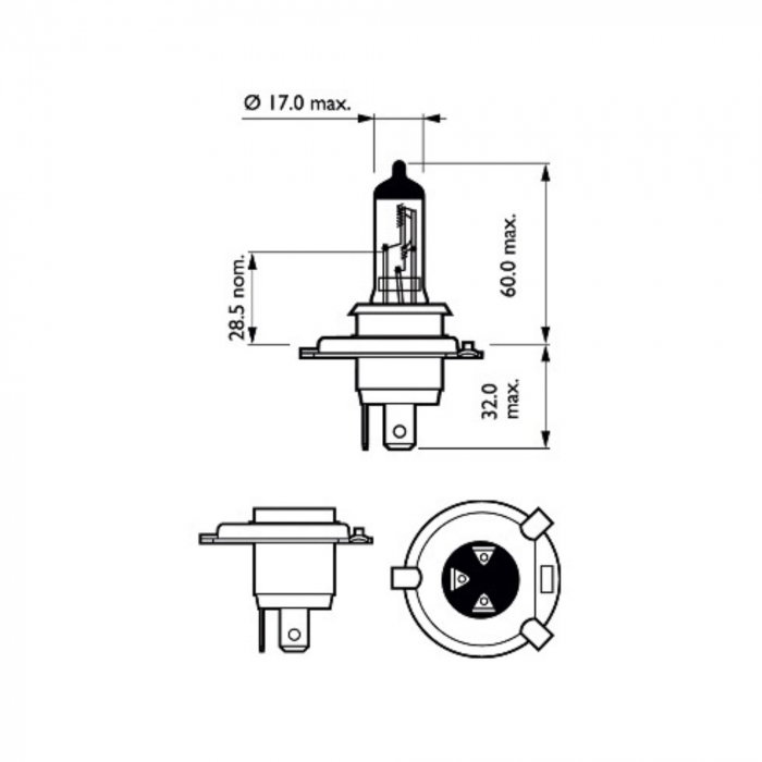 Pachet 2 Becuri Far H4 P43T 60/55W 12V Vision (Blister) Philips [3]