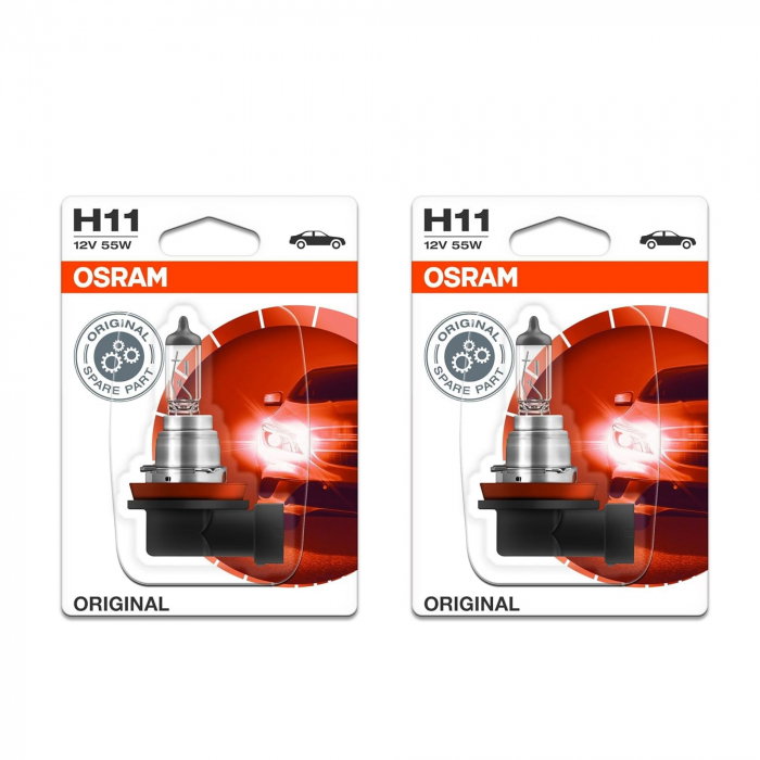 Pachet 2 becuri halogen H11 12V 55W Osram Original blister [1]