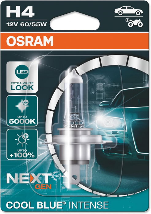 Bec halogen H4 blister 12V 60/55W Osram Cool Blue Intense NextGen [1]