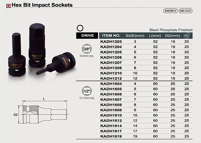 Bit hex. de impact 1/2 19 mm [2]