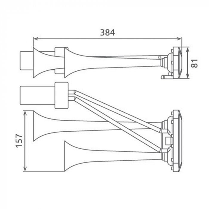 Claxon cromat cu 2 goarne, melodic, pentru camion, 24V, 1A [3]
