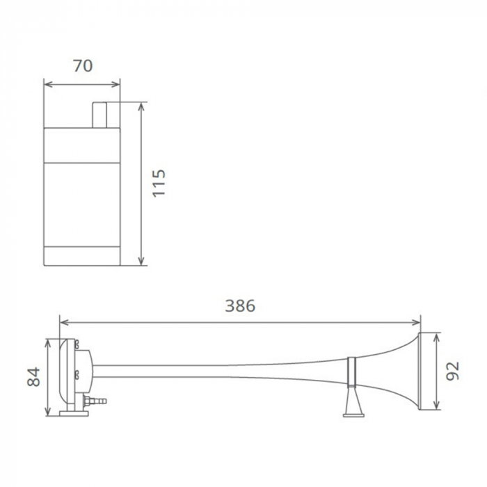 Claxon cromat cu compresor si 1 goarna, pentru camion, 24V, 1A [3]