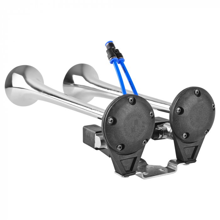 Claxon cu 2 goarne cromate, pentru camion, melodic fast&slow 24V, 1A [2]
