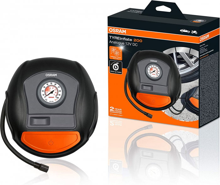 Compresor Auto Osram Tyreinflate 200 cu afisaj analogic 12V [1]