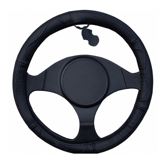 Husă Volan din Piele Naturală Neagră, 37-38 cm – Confort Premium și Priză Sigură [1]