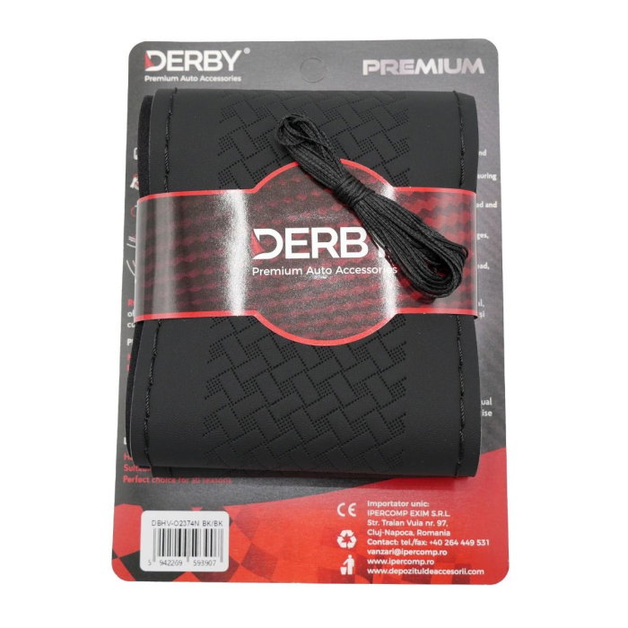 Husa volan neagra cu ac si ata 110 gr, cusatura neagra DERBY [1]